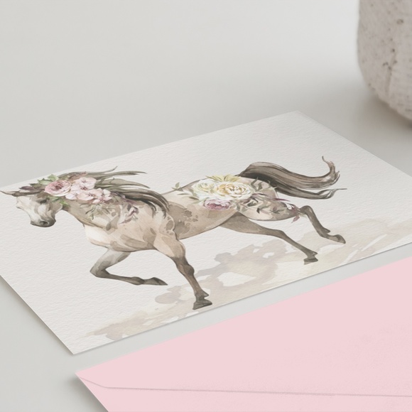 Floral Horse Watercolor Illustration Wall Art Print Poster Unframed - Picture 5 of 17